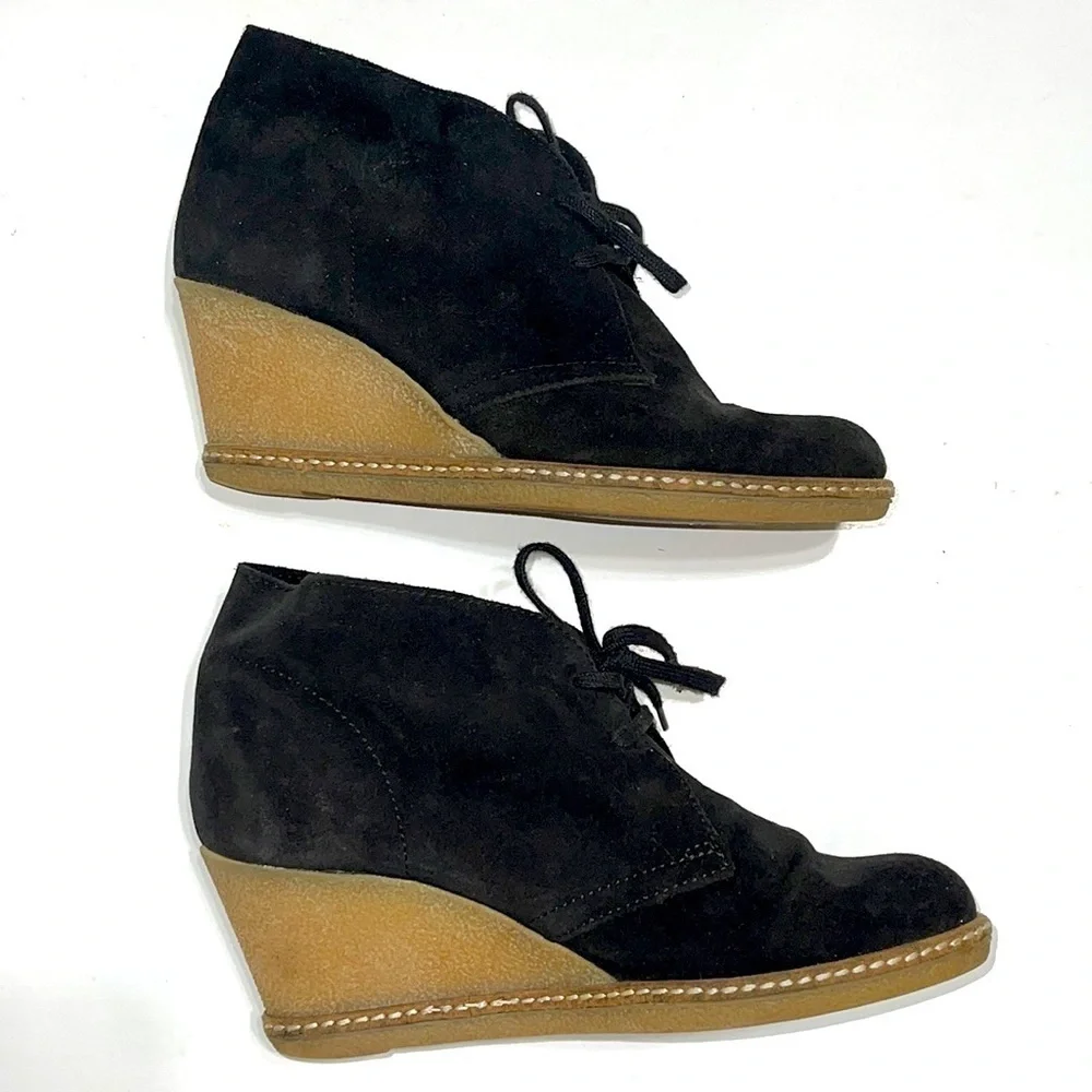 J.Crew Black Suede Wedge Shoe Italy